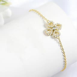 Smyoue Adjustable Flower Moissanite Bracelets for Women Certified Sparkling 18k Plated Ear Jewelry 100% 925 Sterling Silver