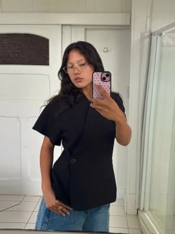 Elegant Women's Short Sleeve Blazer Coat One Button V Neck Short Sleeve Waist Cinching Jacket 2026 Spring Summer Daily Outwears