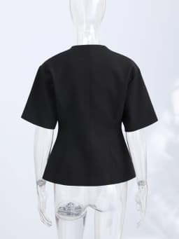 Elegant Women's Short Sleeve Blazer Coat One Button V Neck Short Sleeve Waist Cinching Jacket 2026 Spring Summer Daily Outwears