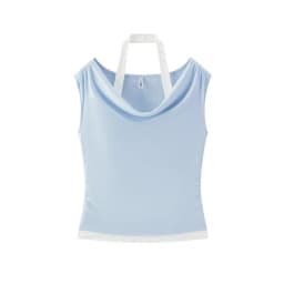 Semir Women Tshirt Short Length Halter Neck Draped Collar Fake Two Piece Slim Fit Stylish 2026 Summer Fashion Casual Top