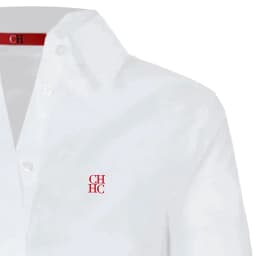 CH Women's Clothing -Women's White Button Down Shirt CHHC Logo Embroidered Long Sleeve Casual Formal Office Blouse Top