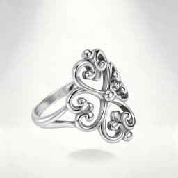Vintage Filigree Four-Leaf Clover Ring - 925 Sterling Silver Lucky Heart Jewelry for Women