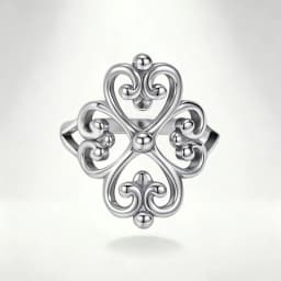 Vintage Filigree Four-Leaf Clover Ring - 925 Sterling Silver Lucky Heart Jewelry for Women