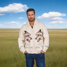 Men's Fox Plaid Knitted Sweater Blazer for Spring 2026 - Thick Knit with Zipper Closure Loose and Comfortable Style