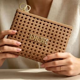 DIOR bag Womens Rattan Weave Cosmetic Bag Portable High Quality Zipper Makeup Pouch Holiday Gift Storage Handbag With Metal Logo