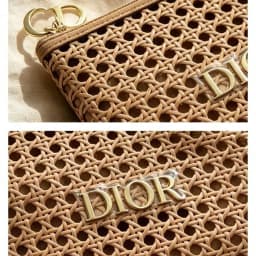 DIOR bag Womens Rattan Weave Cosmetic Bag Portable High Quality Zipper Makeup Pouch Holiday Gift Storage Handbag With Metal Logo