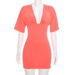 Shestyle Blue V Neck Short Sleeve Dresses Women Sheath Stretchy High Waist Backless Sexy Cleavage 2026 New Stylish Trendy