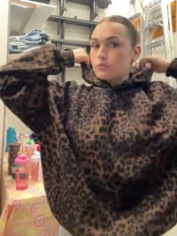 Vintage Chic Leopard Print Hoodie Casual Long Sleeve Loose Pullover Hooded Sweatshirts Lady Trendy Fashion High Street Outfit
