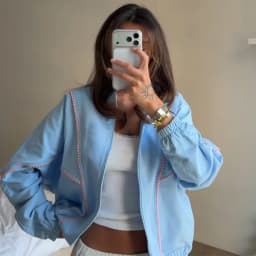 Contrast Denim Bomber Jackets Women's Casual Zipper Stand Collar Full Sleeve Short Coat 2026 Autumn New Lady High Street Outwear