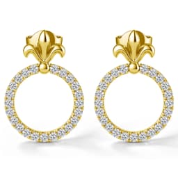 Circular Design 14K Gold Filled Stud Earrings Full Mossanite for Women Girl with 925 Silver Base Great Value Wedding Jewelry