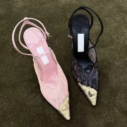 Fashion Lace Sequin Hollow Out Mesh Women Pumps Sexy Pointed Toe Designer Low Heels Slingback Sandals Ladies Shoes