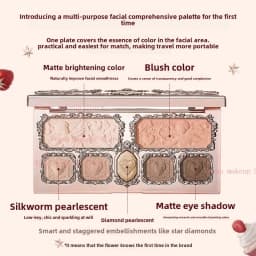 Flower Knows Strawberry Cupid Collection Make-up Palette 14g Pink Blush Highlighter Flower Know Glitter Eyeshadow Palette