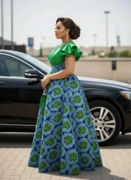 Plus Size V Neck Ruffle Short Sleeve Patchwork Print Maxi Flare Dress For Women Wedding Guest Daily Party Occasions