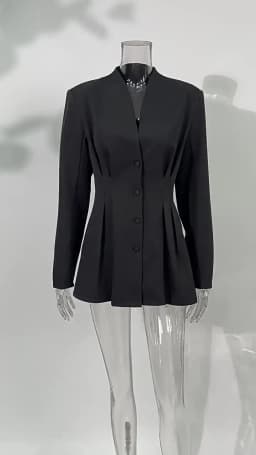 Women Natural Shoulder Blazer V Neck Single Breasted Cowboy Cotton Waist Cinched Jacket Autumn NEW Elegant Commute Office Outfit