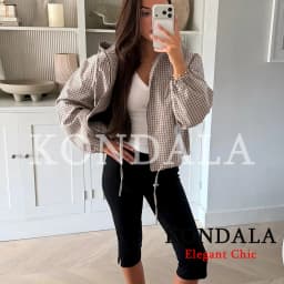 KONDALA Women Casual Trendy Plaid Jacket Hooded Zipper Pockets Jacket New Fashion 2026 Early Fall Winter High Street Cool Jacket