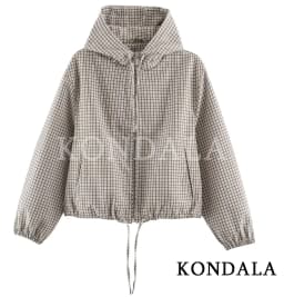 KONDALA Women Casual Trendy Plaid Jacket Hooded Zipper Pockets Jacket New Fashion 2026 Early Fall Winter High Street Cool Jacket