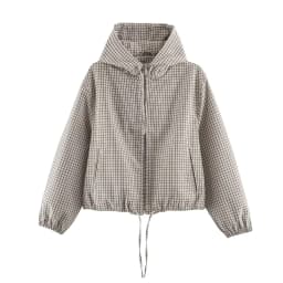 KONDALA Women Casual Trendy Plaid Jacket Hooded Zipper Pockets Jacket New Fashion 2026 Early Fall Winter High Street Cool Jacket