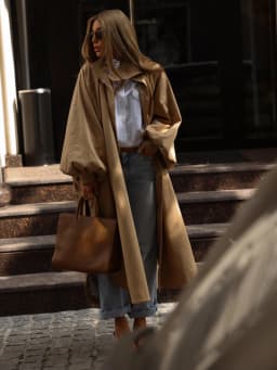 Oversized Solid Wome's Long Trench Coat Puff Sleeve Side Slit Maxi Windbreaker Lapel Single Breasted Lady Autumn Tench Coats