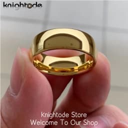 Classic Gold Color Wedding Band Tungsten Carbide Rings Women Men Engagement Gift Jewelry Dome Polished Finished Comfort Fit