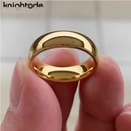 Classic Gold Color Wedding Band Tungsten Carbide Rings Women Men Engagement Gift Jewelry Dome Polished Finished Comfort Fit
