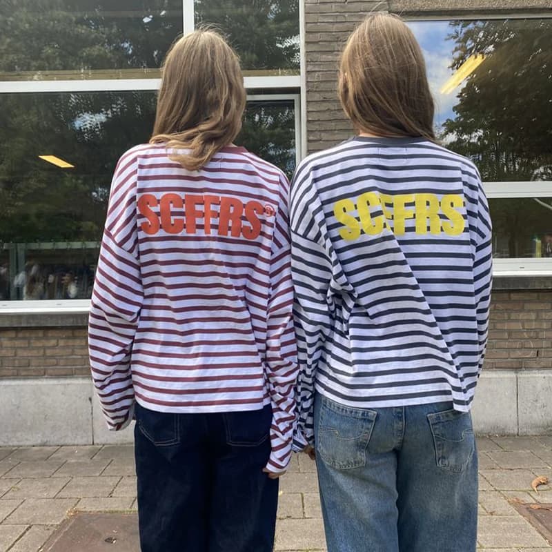 SCFFRS Striped T-shirt Unisex Oversized Sweatshirt Tops Men Women Loose Long Sleeve Pullover Knit Cotton Tees Spring Clothing