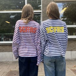 SCFFRS Striped T-shirt Unisex Oversized Sweatshirt Tops Men Women Loose Long Sleeve Pullover Knit Cotton Tees Spring Clothing