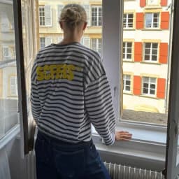 SCFFRS Striped T-shirt Unisex Oversized Sweatshirt Tops Men Women Loose Long Sleeve Pullover Knit Cotton Tees Spring Clothing