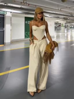 Elegant Tube Top Vest Pants Suit Women Sleeveless Sling Backless Tops Long Pleated Chic Trousers Female 2026 Summer Solid Set