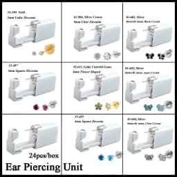 24pcs/Box Disposable No Pain Sterile Ear Piercing Unit Kit Stud Earring Jewelry Cartilage Tragus Helix Piercing Ear Gun Tool