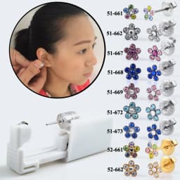 24pcs/Box Disposable No Pain Sterile Ear Piercing Unit Kit Stud Earring Jewelry Cartilage Tragus Helix Piercing Ear Gun Tool