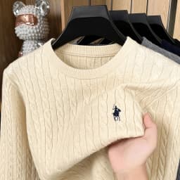 Autumn Winter Men Long-Sleeved Knitwear Round Neck Horse embroidery No Pilling No Fading Versatile Leisure Sweater Fashion tops