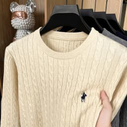 Autumn Winter Men Long-Sleeved Knitwear Round Neck Horse embroidery No Pilling No Fading Versatile Leisure Sweater Fashion tops