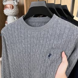 Autumn Winter Men Long-Sleeved Knitwear Round Neck Horse embroidery No Pilling No Fading Versatile Leisure Sweater Fashion tops