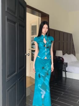 CHEERART Summer 2 Piece Set Women'S Matching Sets Chinese Fashion Floral Mesh Outfit Skirt And Top Set 2026 Designer Clothes