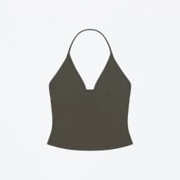 Tank Deep V Halter Neck Camisole, Slim Fit Short Crop Top, Tight-Fitting Waist-Cinching Backless Tank Top, Versatile Outerwear Solid Color Base Shirt