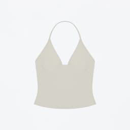 Tank Deep V Halter Neck Camisole, Slim Fit Short Crop Top, Tight-Fitting Waist-Cinching Backless Tank Top, Versatile Outerwear Solid Color Base Shirt