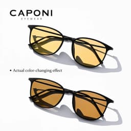 CAPONI Men Sunglasses Photochromic β Titanium Leg TR Frame Vintage Outdoor Eye Glasses Night Vision Male Sun Glasses BSYS520