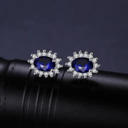JewelryPalace Created Sapphire Ruby 925 Sterling Silver Stud Earrings Natural Amethyst Citrine Garnet Peridot Topaz Gemstone
