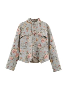 TFMLN New Women Glitter Sequins Blazer Fashion Long Sleeve Vintage Print Stand Collar Neck Street Blazers Casual Slim Autumn