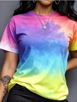 Women's T-Shirt Neon Star Lightning Graphic T-Shirt Y2k Short Sleeve Crew Neck Loose Streetwear Ink Print Casual Woman Clothing