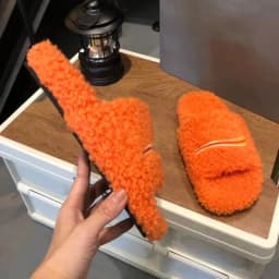 New Man Women's Unisex Embroidered Thick Bottom Lamb Wool Versatile Flat Slippers Dama men's shoes