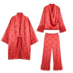 Summer New Product Women's Clothing European and American Style Long Coat Cross Collar Shirt Pants Set