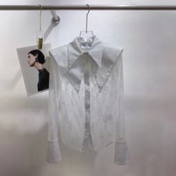 TWOTWINSTYLE Mesh Spliced Lace Slimming Sexy Blouse for Women Lapel Collar Long Sleeve Patchwork Sheer Casual Blouses Female New