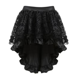 Skirts Womens Burlesque Corset Skirt High Waist Multilayer Lace Victorian Costumes Gothic Steampunk Skirt Matching Corset Black