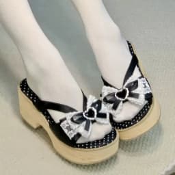 Sweet Bow Wood Grain Thick Bottom Platform Slippers Women Summer Japanese Cos Comfortable High Heeled Sandals