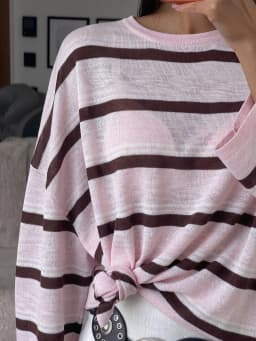 Hirsionsan 2026 Basic Stripes Knitted T Shirts Women Autumn Long Sleeves Loose Tops Ladies Casual Knitted Cotton Woman Clothing