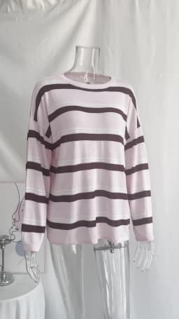 Hirsionsan 2026 Basic Stripes Knitted T Shirts Women Autumn Long Sleeves Loose Tops Ladies Casual Knitted Cotton Woman Clothing