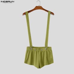 INCERUN Men's Shorts Rompers Solid Summer 2026 Casual Straps Overalls For Man Playsuits Streetwear Fashion Men Bottoms Shorts