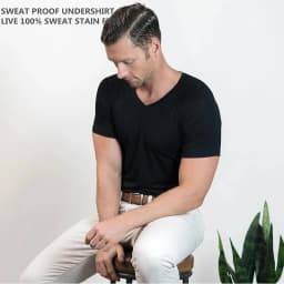 WESPROJECT Men Lancin Modal Sweatproof Anti T Shirt Against Underarm Sweat Proof Slim Fit V Neck T-Shirt