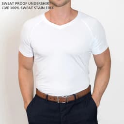 WESPROJECT Men Lancin Modal Sweatproof Anti T Shirt Against Underarm Sweat Proof Slim Fit V Neck T-Shirt